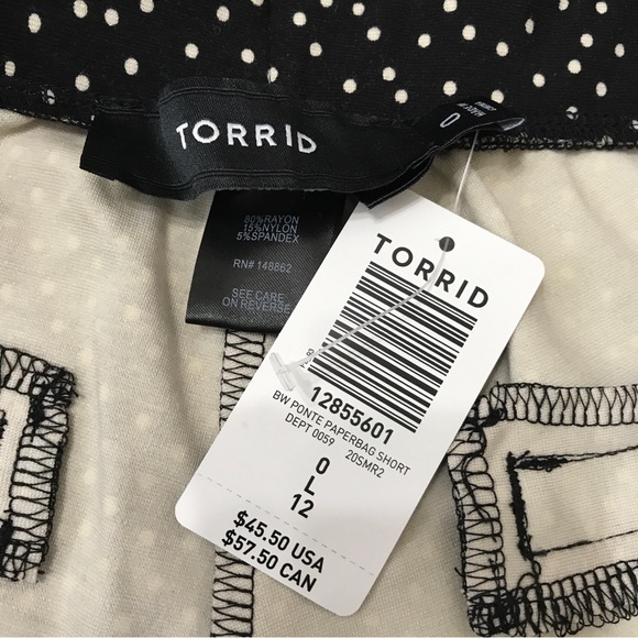 Torrid Paper Bag Shorts Polka Dot Black White Mid Rise Size L - Picture 6 of 14